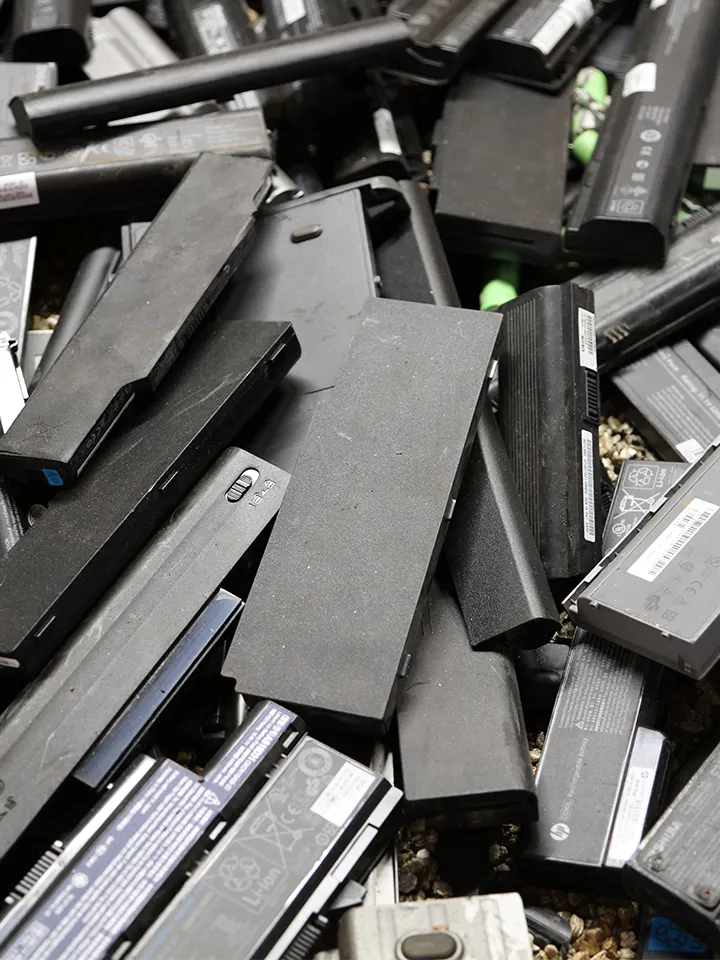 Mixed commercial batteries collected for recycling