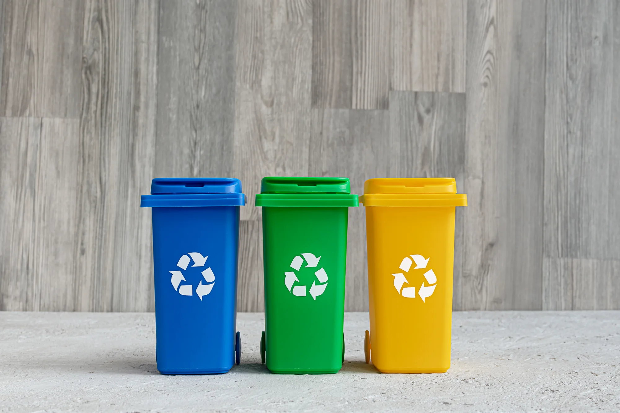 Colour-coded recycling bins for workplace waste segregation