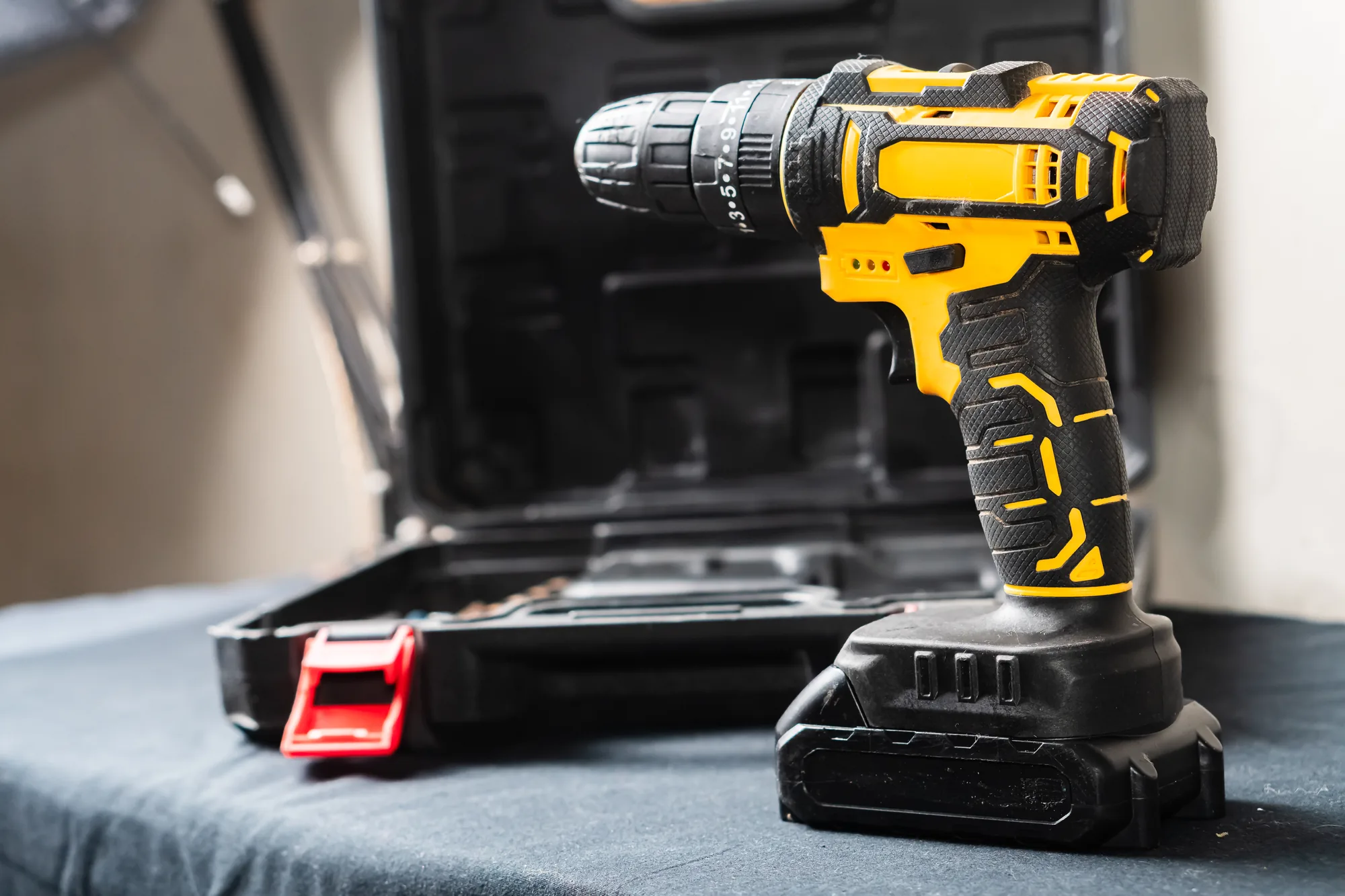 Cordless drill with a removable lithium-ion battery pack