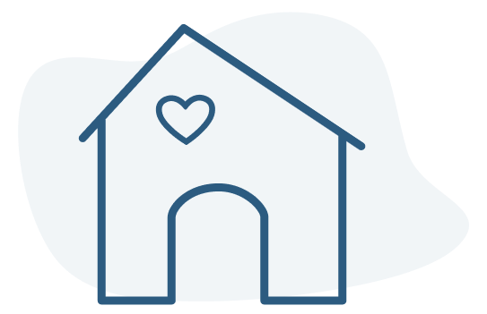 Ilustración de una caseta de perro con un corazón