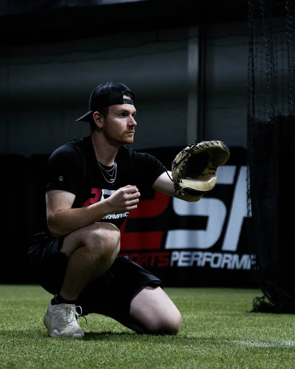 Texas Rangers pitching prospect Carter Baumler during a training session at Cressey Sports Performance.