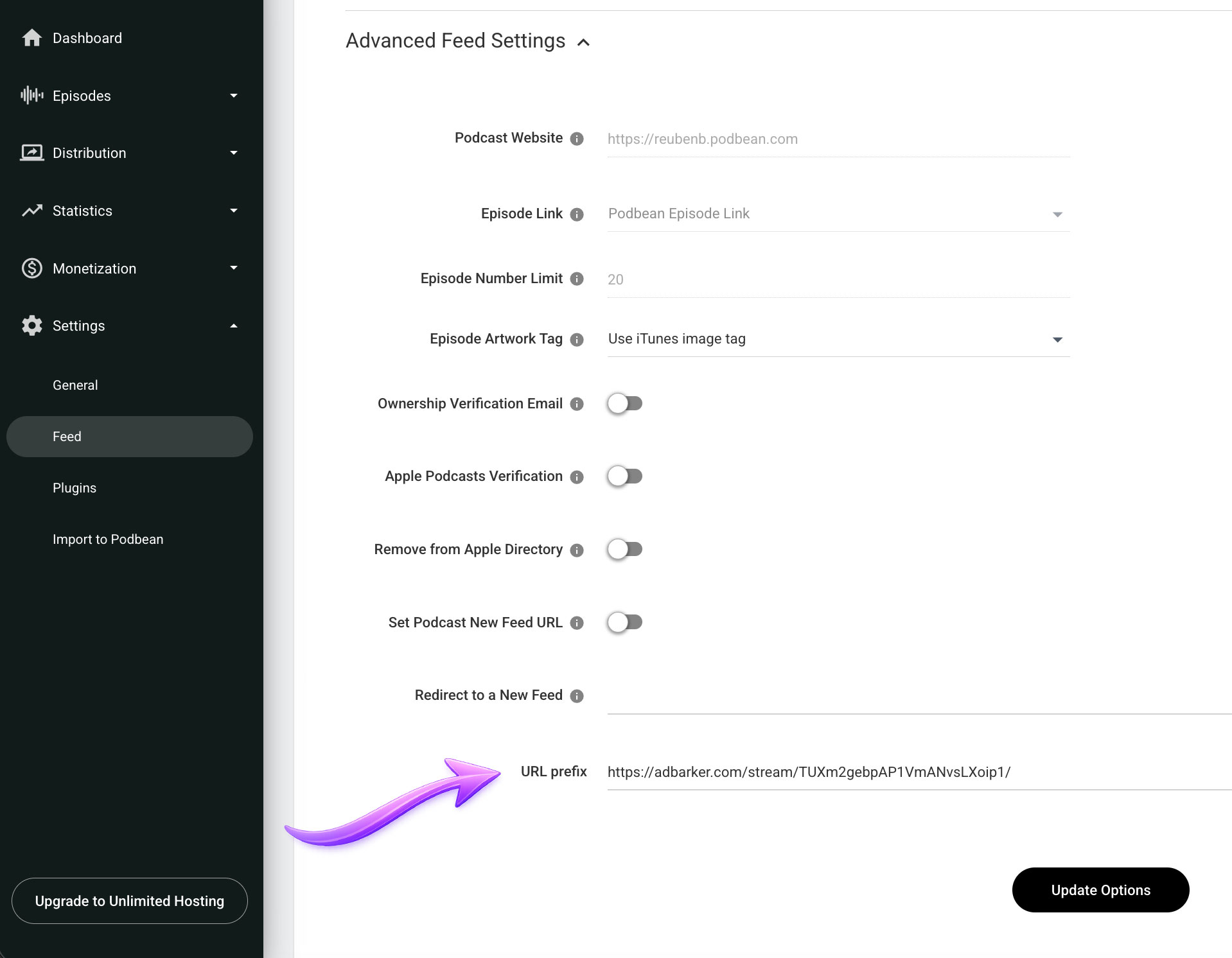 Podbean RSS Prefix Setup