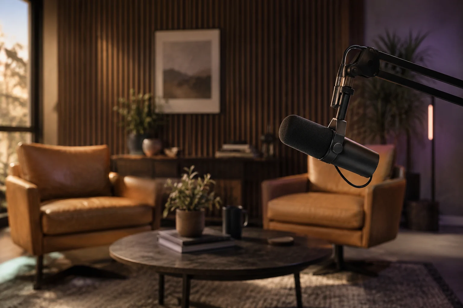 A professional recording space prepared for a thoughtful host-read campaign