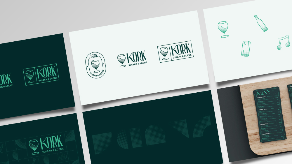 Mockup av diverse bruk av logo på ulike artikler