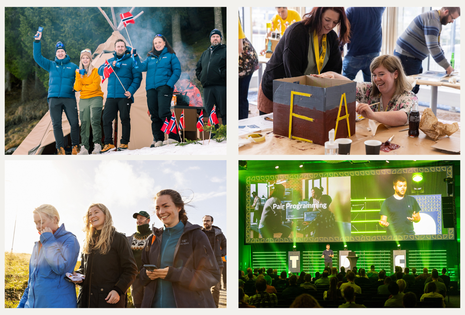 Et collage av fire ulike arrangementer