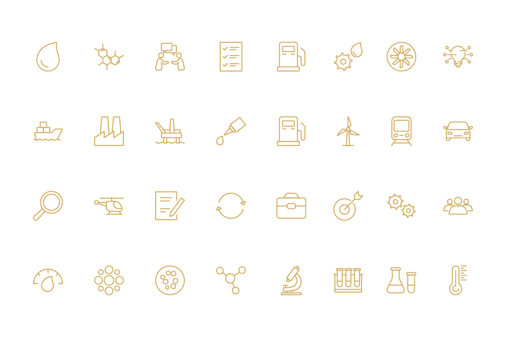 En samling ulike lab-assosierte symboler