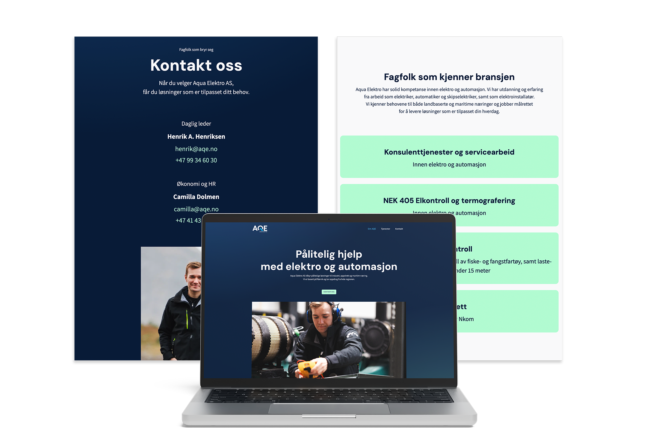 Mockup som illustrerer en nettside på en laptop