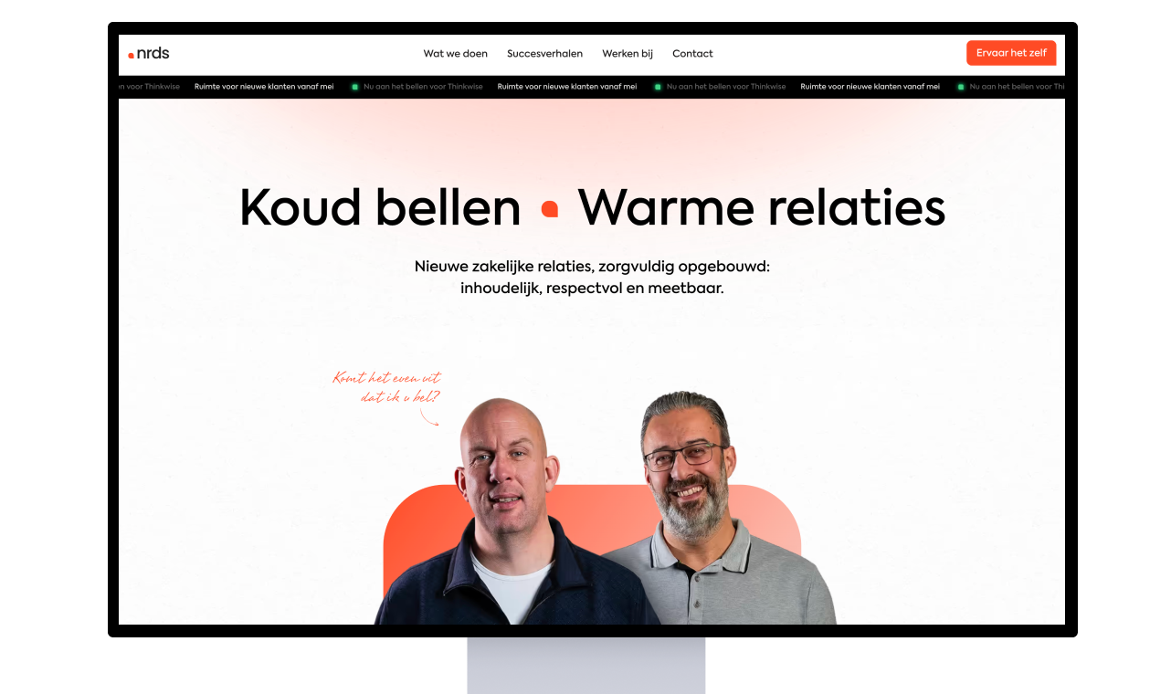 nrds website built by Digitalmakers, showing the two founders on the homepage