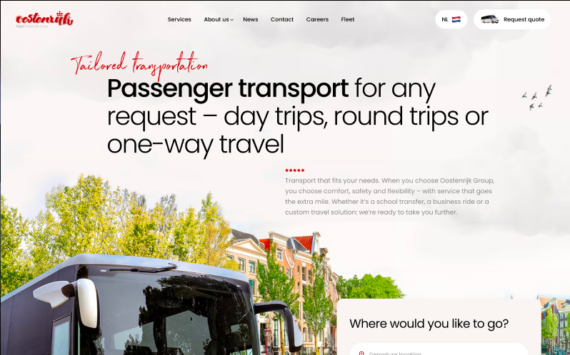Oostenrijk Group website built by Digitalmakers, homepage on tailored passenger transport