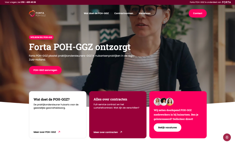 Forta POH-GGZ website built by Digitalmakers, homepage on mental health support in GP practices