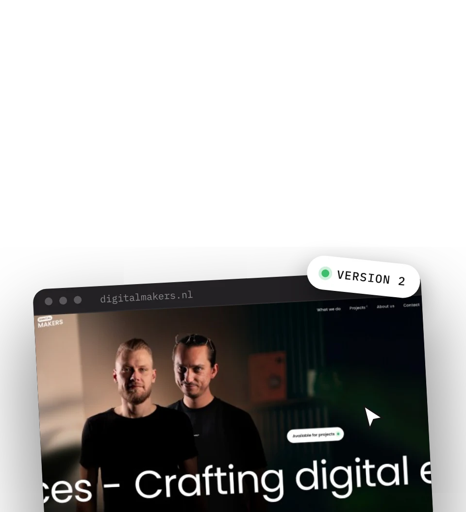 The new Digitalmakers website in a browser window, marked version 2