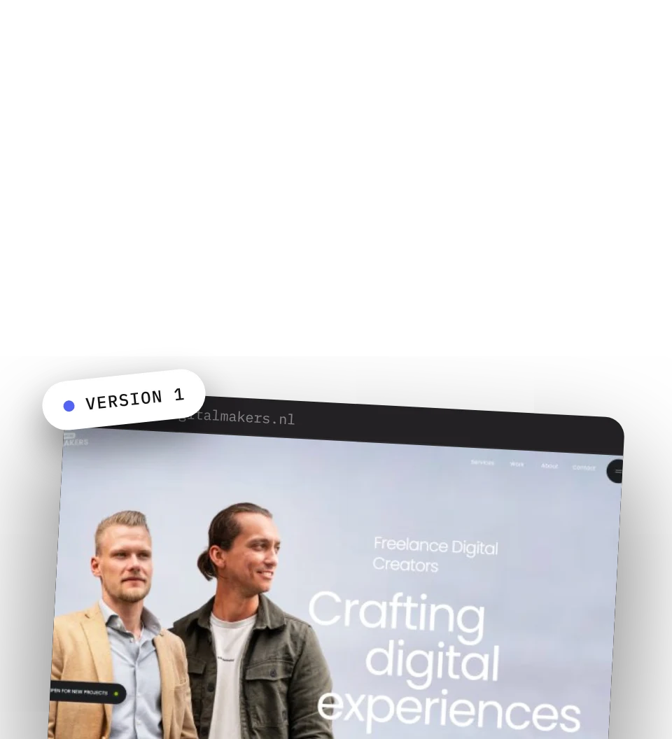 The first Digitalmakers website in a browser window, marked version 1