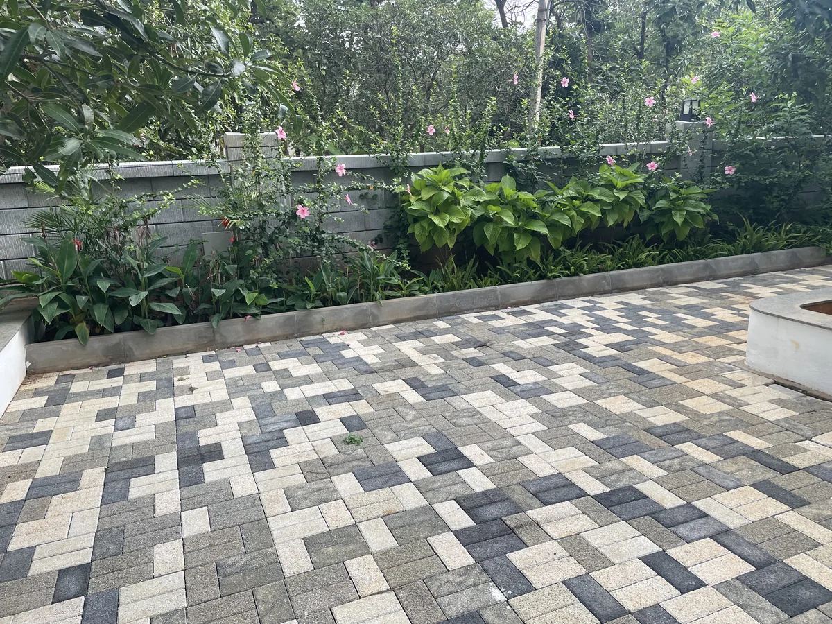 Washed Paver, Half Batter & Retaining Wall installed at Gokul Farm House, Bengaluru