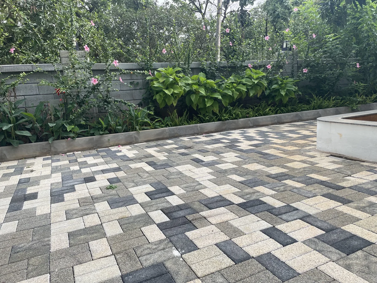 Washed Paver, Half Batter & Retaining Wall installed at Gokul Farm House, Bengaluru