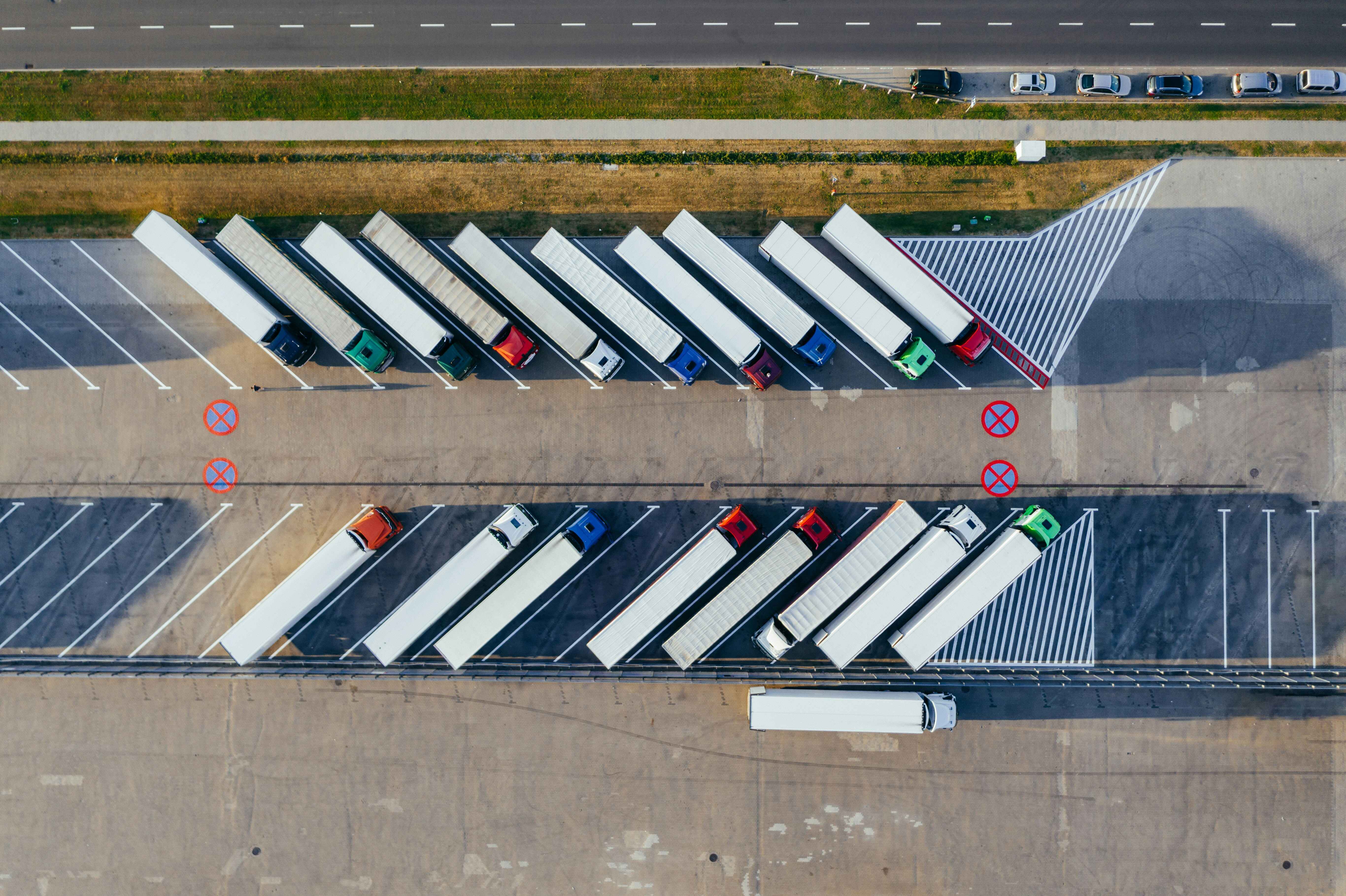 Trucks at a freight yard