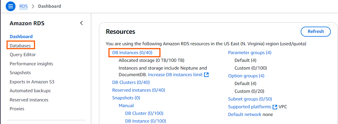 Navigate to Database