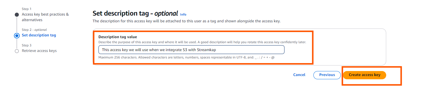 Description of access key