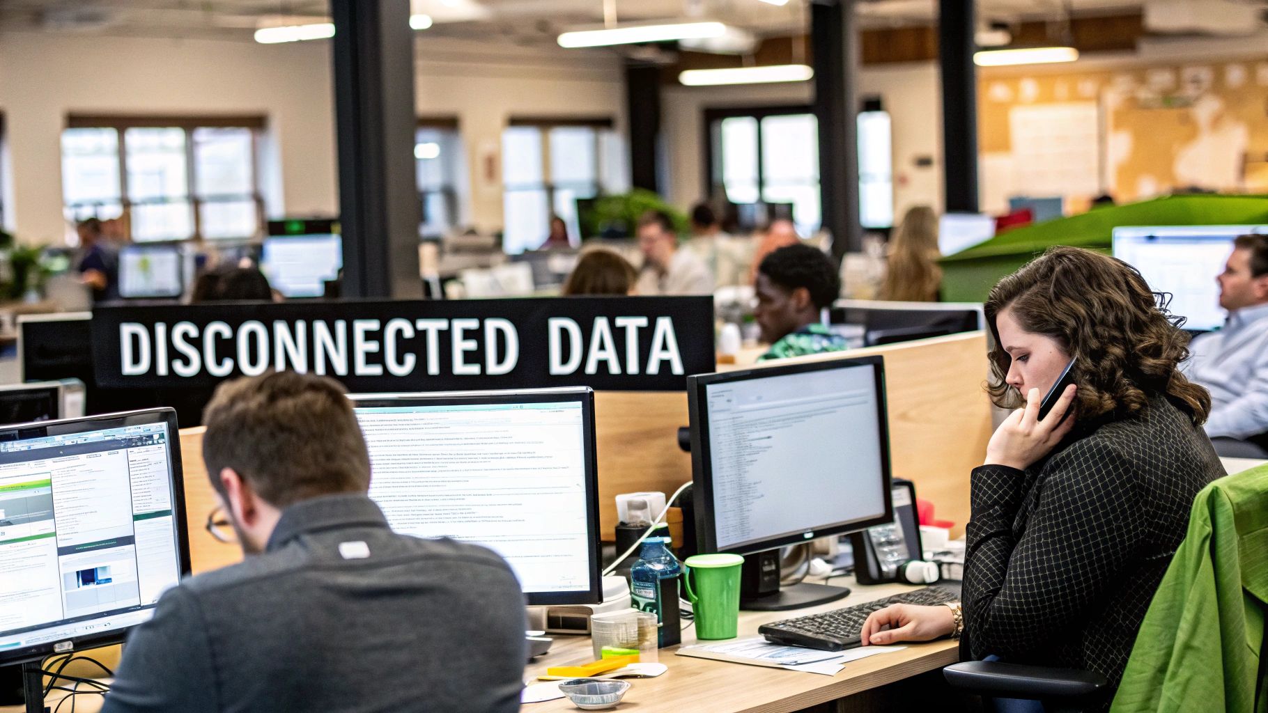 A network of interconnected data points and nodes, symbolizing the complexity of data integration