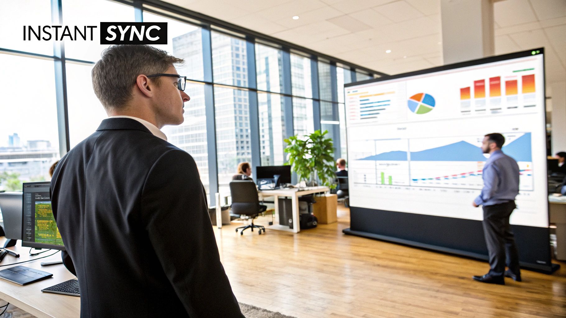 A graph showing business growth and improved efficiency