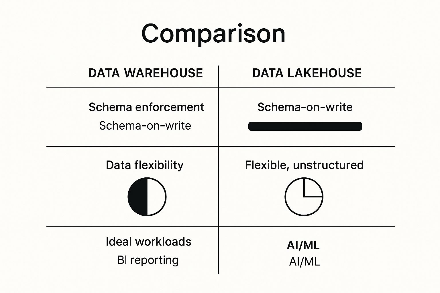 Infographic about data lake house vs data warehouse