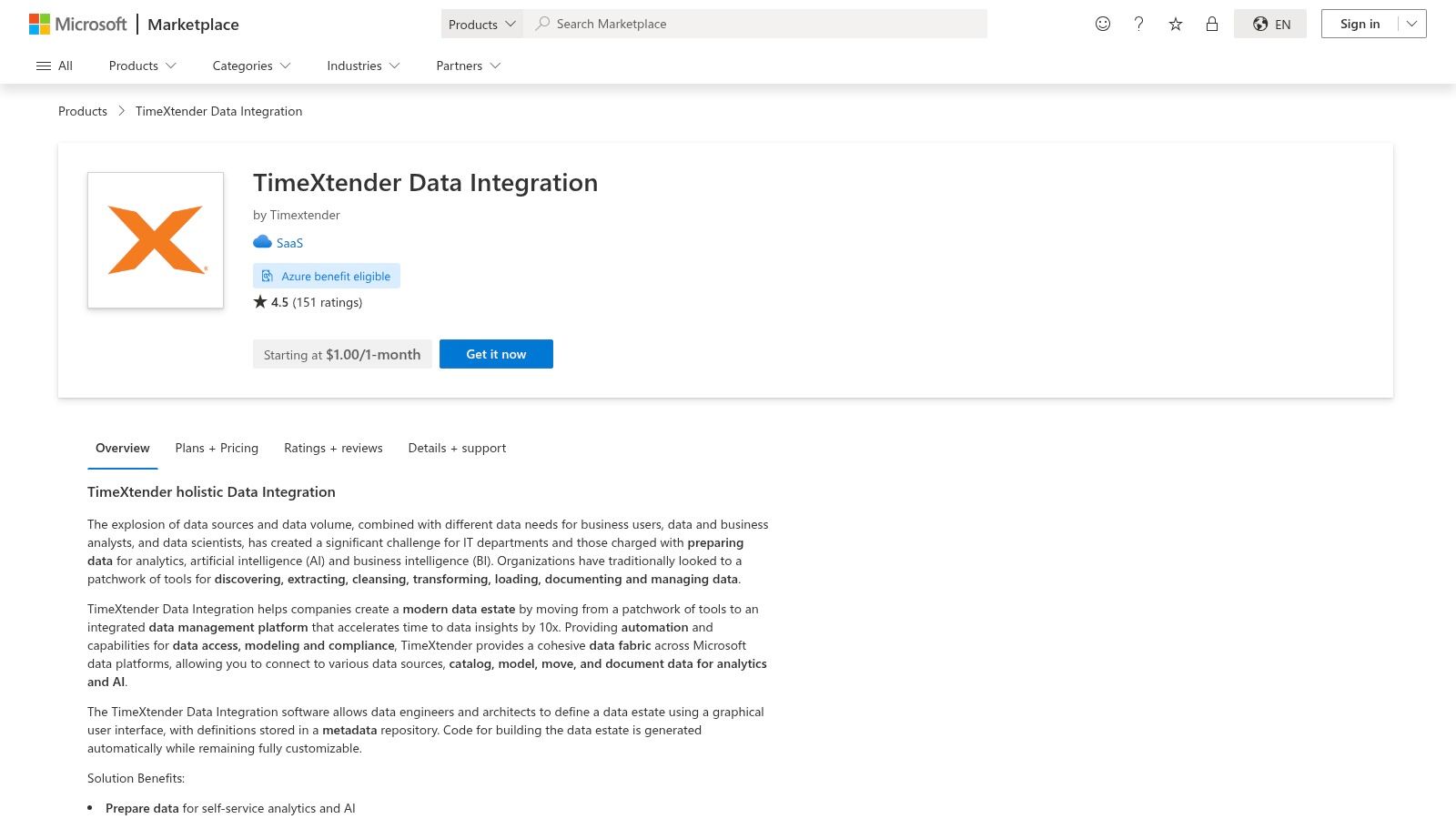 Microsoft Azure Marketplace — TimeXtender