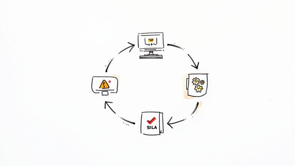 Diagram illustrates a continuous data quality improvement cycle with steps for data input, processing, validation, and error detection.