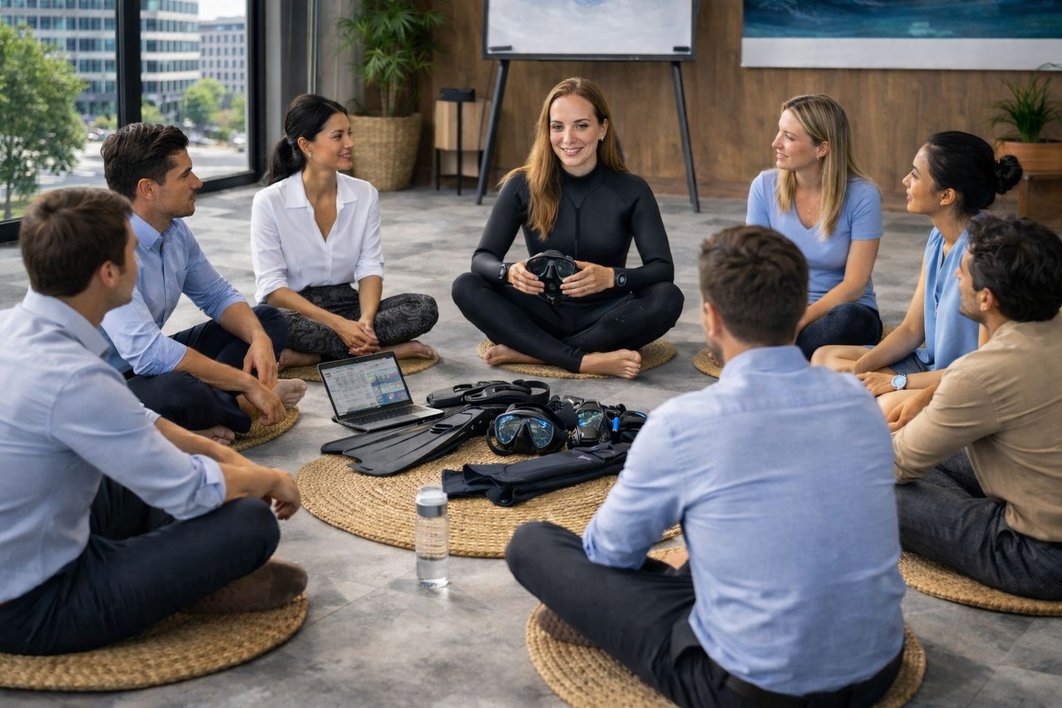 image of tech conference scene (for a tech gadgets store)