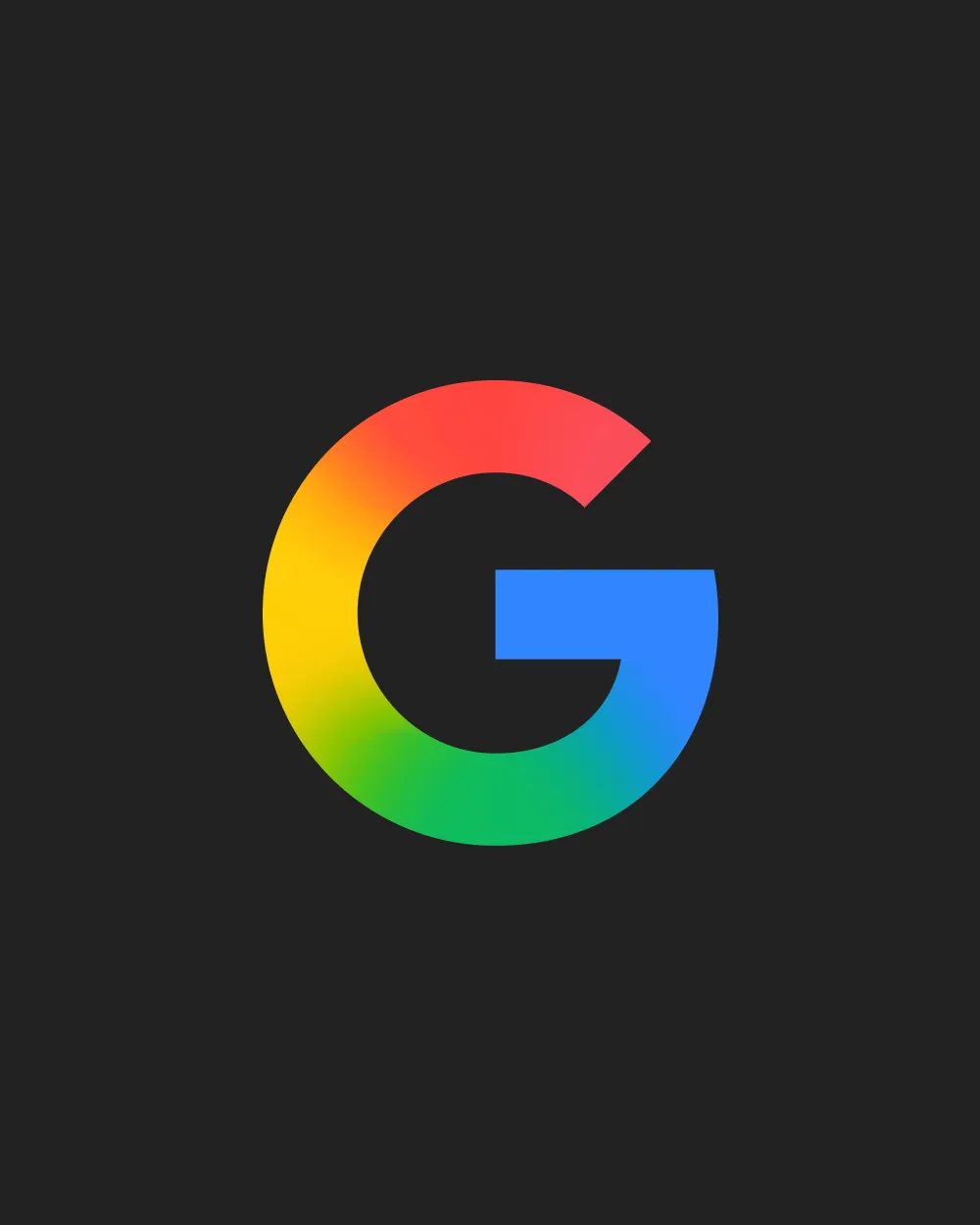 Google søgning - logo med farverne rød, gul, grøn og blå på en mørk baggrund.