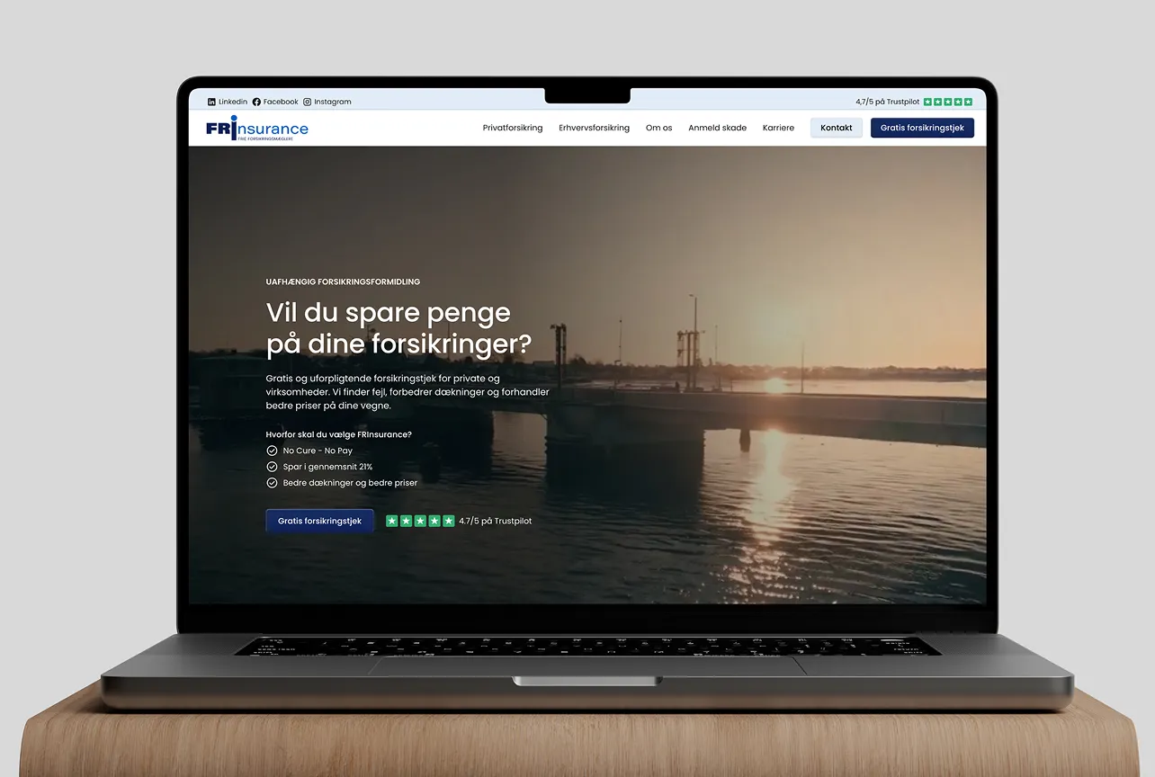 Hjemmeside case af FRInsurance