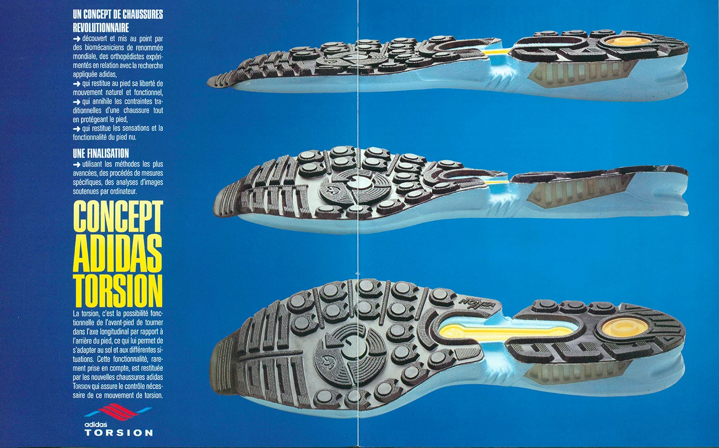 Archival adidas print materials showing ZX 8000 branding and design history.