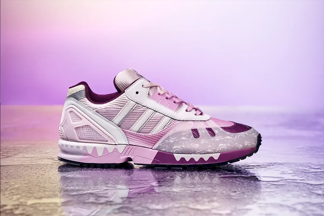 Image of the adidas ZX 7000 HEYTEA Grape Cheezo silhouette from the 2020–21 A-ZX Series.