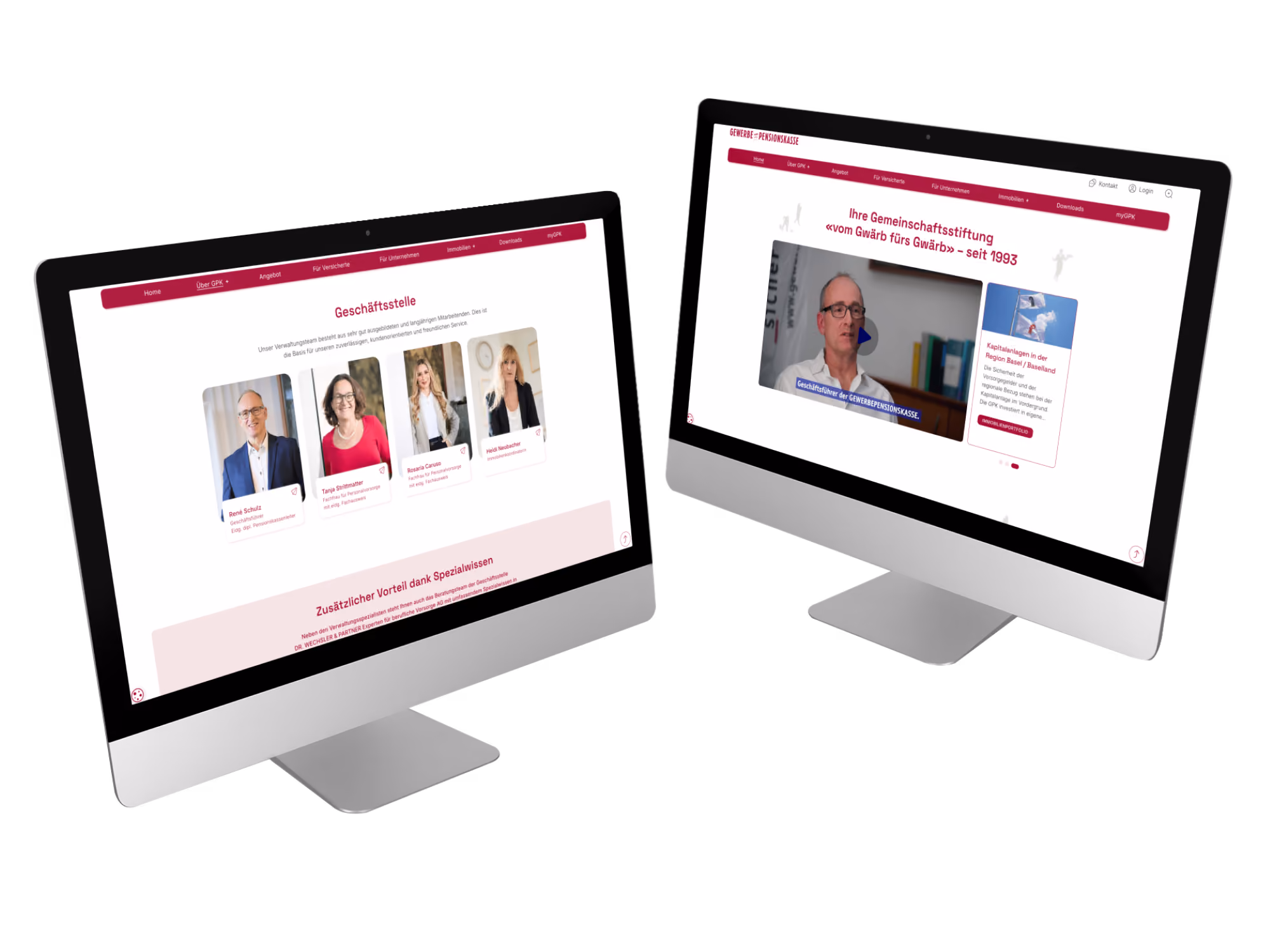 Digitaler Auftritt für die GEWERBEPENSIONSKASSE, eine unabhängige Vorsorgeeinrichtung von Gewerbetreibenden für Gewerbetreibende. Gemeinsames Projekt mit Noëmi Wüthrich (Studio w+e) – mit klarer Struktur, und einem Auftritt, der Vertrauen und Beständigkeit vermittelt.