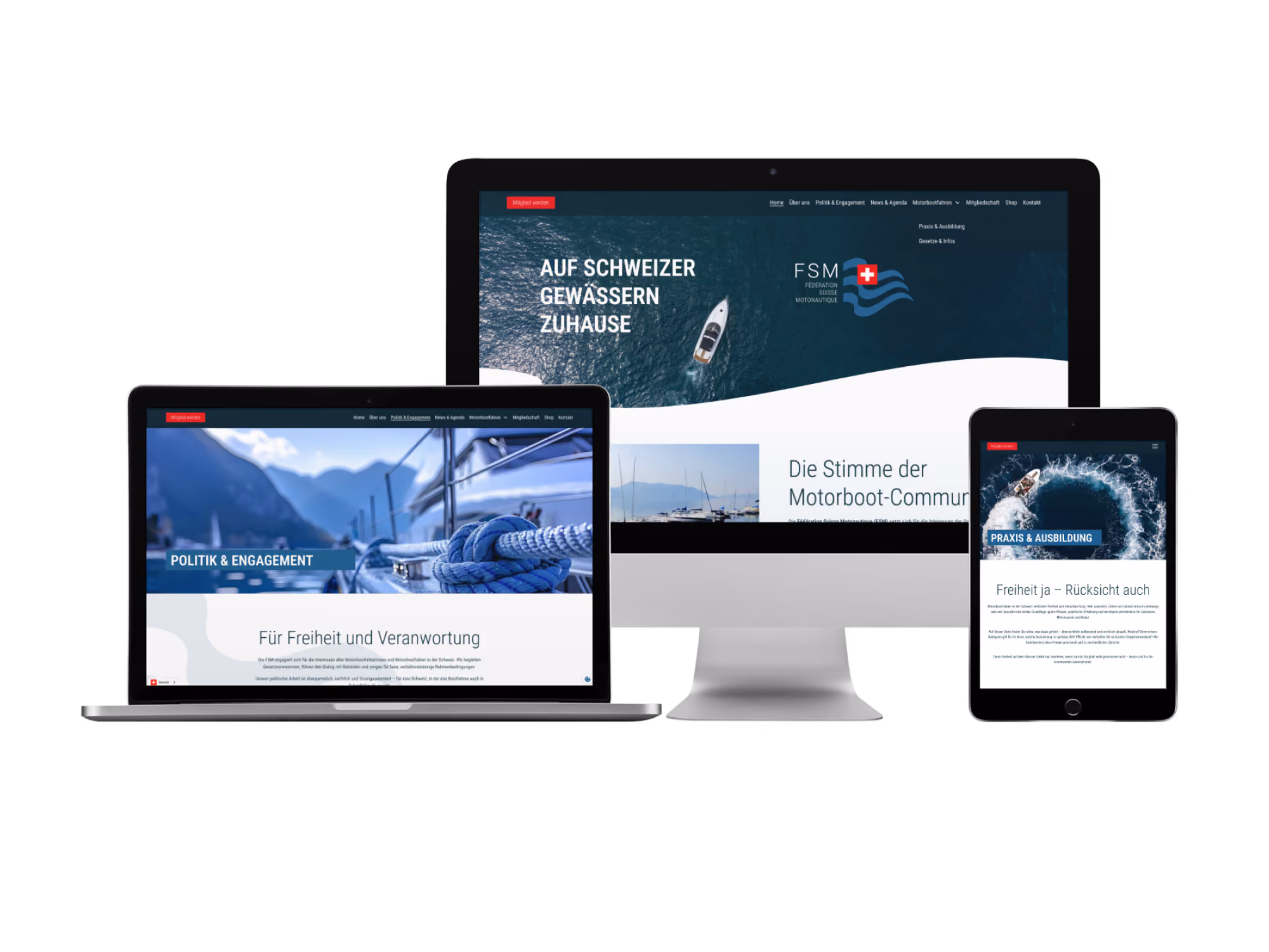 Digitaler Auftritt für die FSM, den nationalen Dachverband der Motorbootfahrenden in der Schweiz. Realisiert im Kreativkollektiv – mit klarer Struktur, einer selbstbewussten Bildsprache und einer Positionierung, die Verbandsarbeit, Community und Verantwortung zusammenbringt.