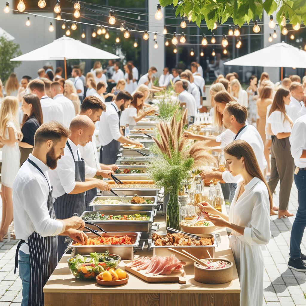 Food Stations auf einem Corporate Summer Event