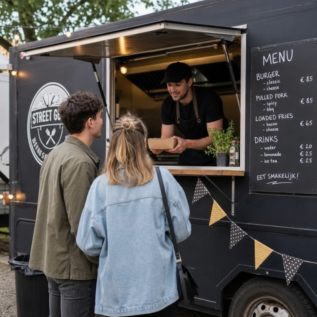 Guests ordering food at a food truck