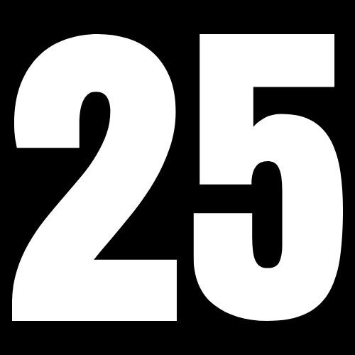 A bold white '25' logo.