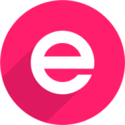 The ekte logo: White lowercase letter e inside a pink circle with a long shadow.