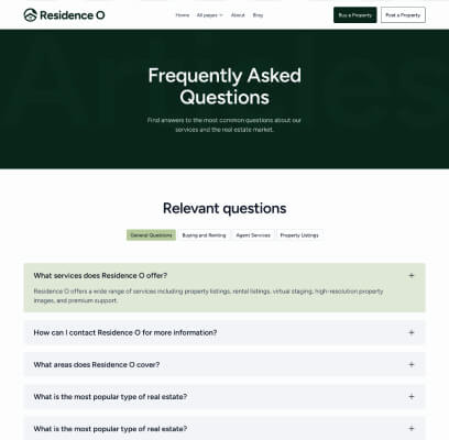 Thumb Faqs - Residence O - A Scaleable Real Estate Webflow Template