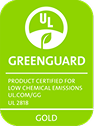 UL GREENGUARD Gold low chemical emissions certification logo.