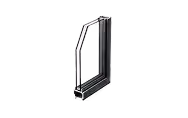 Cross-section profile of an acoustic soundproof window with double glazing for noise reduction.