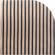Close-up swatch of an acoustic wood slat panel in a warm oak finish.