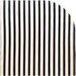 Close-up swatch of an acoustic slat panel with black slats on light grey felt.