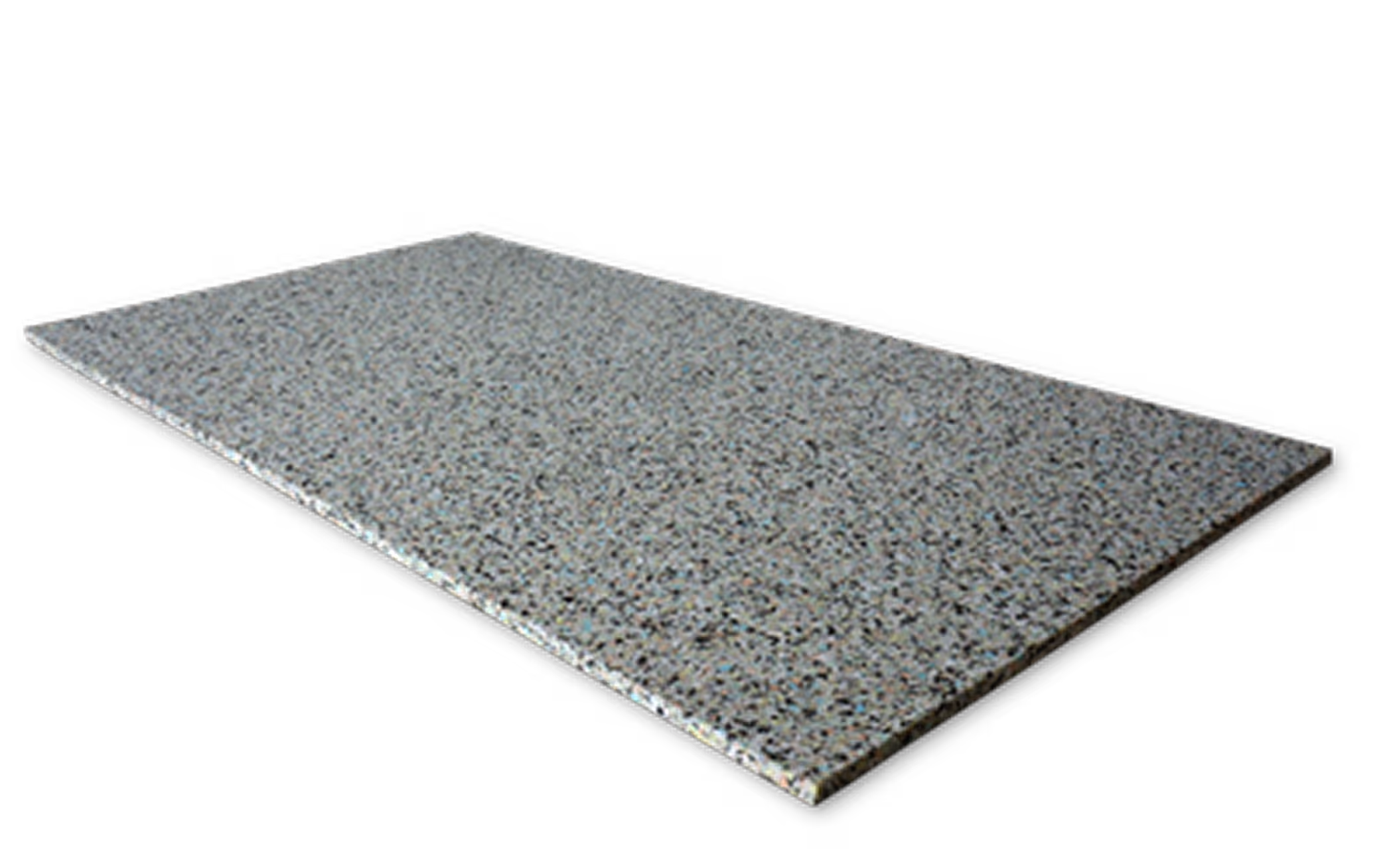 Rectangular grey speckled acoustic underlay board.
