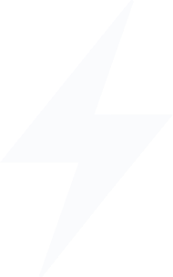 White lightning bolt icon on transparent background.