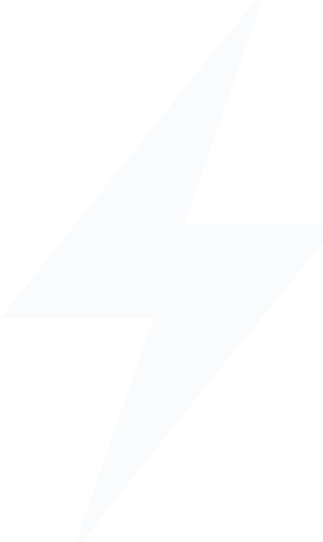 White lightning bolt icon on a transparent background.