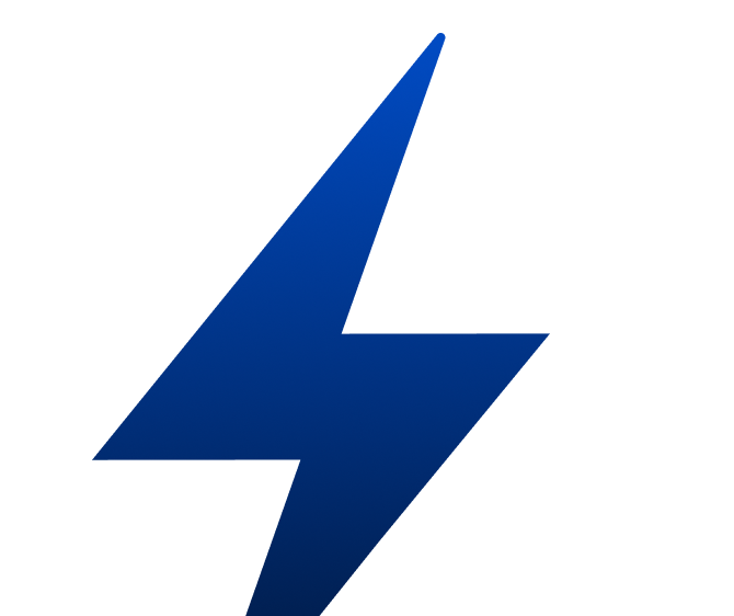 Blue lightning bolt icon on a transparent background.