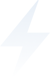 White lightning bolt icon on transparent background.