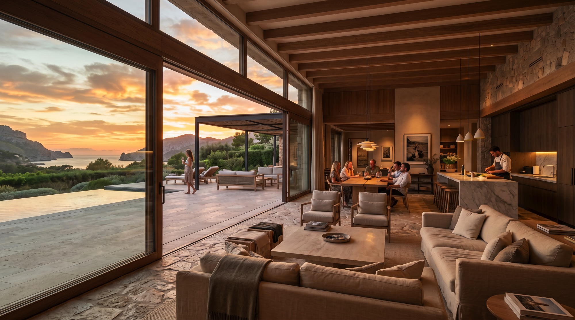 Large open living environment with seamless indoor outdoor connection