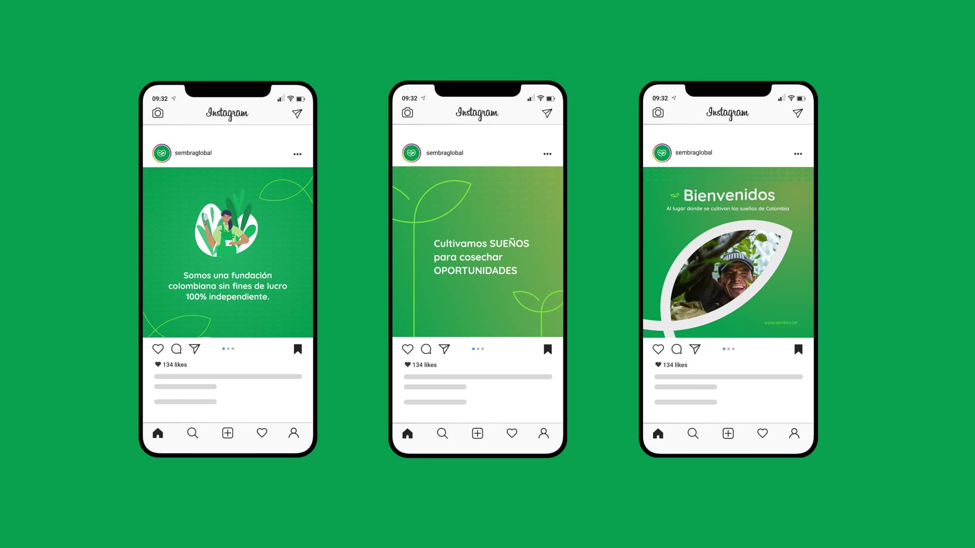 Mockup para redes de Sembrá mostrando identidad visual