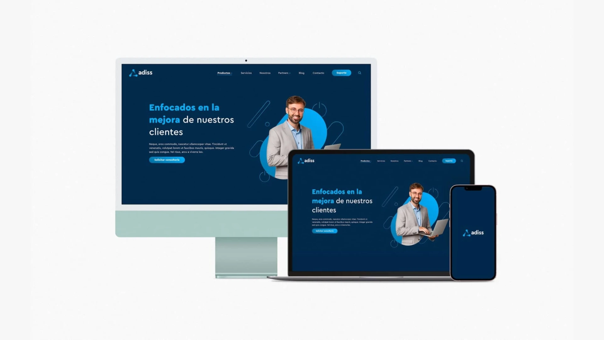 Diseño UI web responsive para Adiss desarrollado